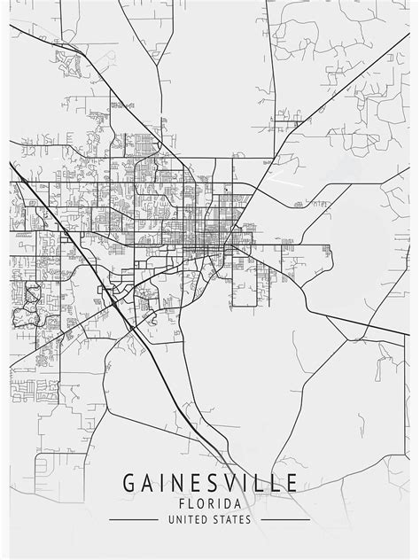 Gainesville Florida US Gray City Map Poster For Sale By