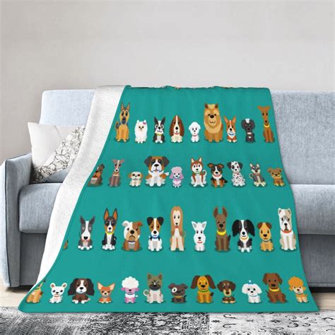 Ocsxa Flannel Fleece Cartoon Dogs Print Throw Blanket Lightweight