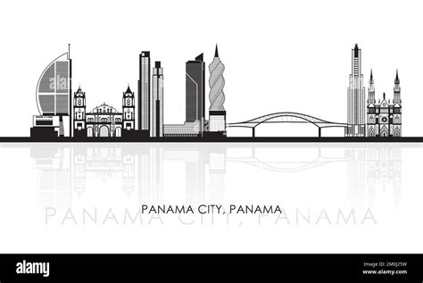 Silueta Panorama del horizonte de la ciudad de Panamá Panamá