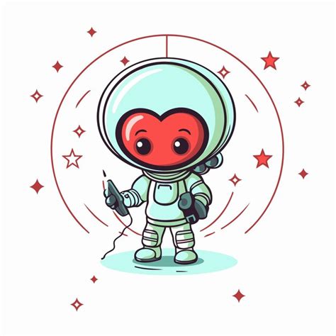 Astronauta De Dibujos Animados Con Traje Espacial Ilustración Vectorial Sobre Fondo Blanco