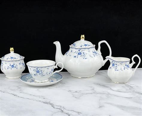 Amazon Fanquare 15 Piece Blue Rose Porcelain Tea Set British