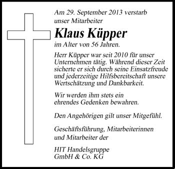 Traueranzeigen von Klaus Küpper WirTrauern