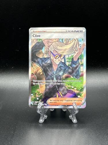 Pokemon Clive Paldean Fates Full Art Ultra Rare Trainer Sleeve