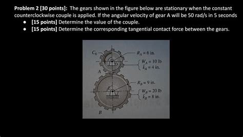 Solved Problem 2 [30 Points] The Gears Shown In The Figure Below Are Stationary When The