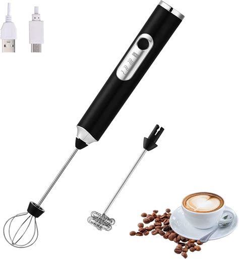 Fiousy Handheld Electric Milk Frother With Heads Coffee Whisk Foam