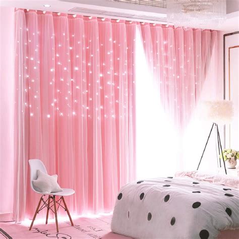 Amazon.com: UNISTAR 2 Panels Stars Blackout and Sheer Curtains for ...