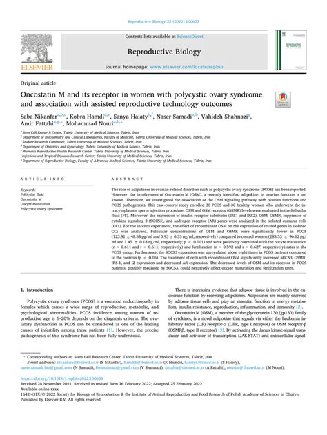 Pdf Oncostatin M And Its Receptor In Women With Polycystic Ovary