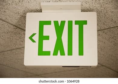 Ceiling Mounted Exit Sign Green Print Stock Photo 1064928 | Shutterstock