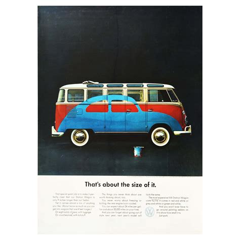 Mid Century Volkswagen Beetle Car Advertising Poster What A Day I