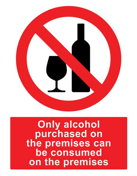 Warning Sign Signage Only Alcohol Purchased On Premises Can Be Consumed