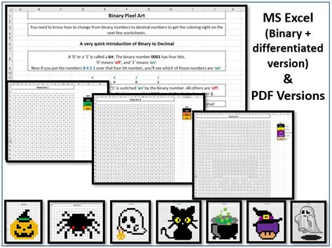 Brilliant Binary Pixel Art Halloween Style Spreadsheet And Printable