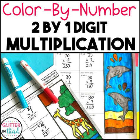 2 Digit By 1 Digit Multiplication Color By Number Worksheets Glitter In Third