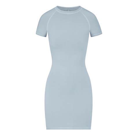 SKIMS NEW VINTAGE raglan mini dress denim платье, Женский, На любой ...