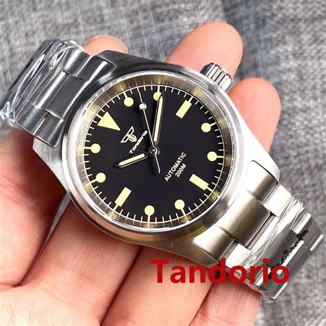 36mm Tandorio 20ATM Waterproof Pilot Sapphire Glass Black Sterile Dial