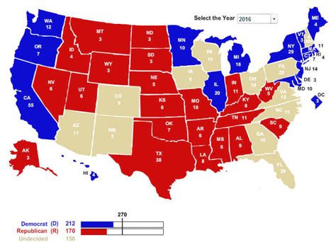 Map Of Red States And Blue States 2016 Printable Map