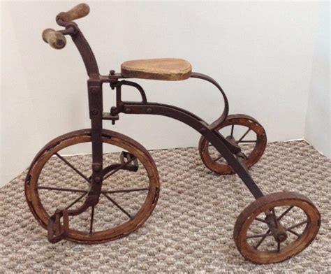 Antique Child's Tricycle with Wood and Metal Wheels - Kelly's Collectibles and Fine Art Gallery