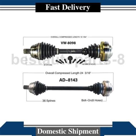 Trakmotive Front Cv Axle Joint Shaft Assembly For Audi Tt Quattro