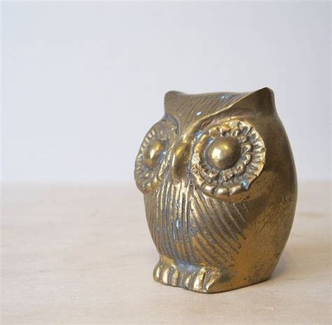 Vintage Brass Owl Figurine Brass Owl Decor Etsy