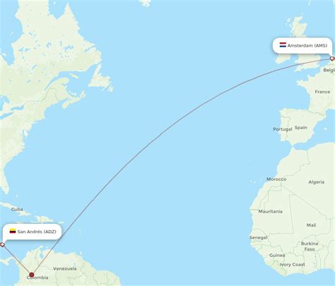 All Flight Routes From Amsterdam To San Andres Island Ams To Adz