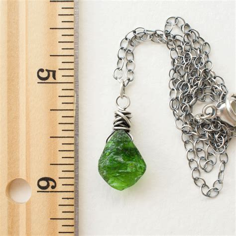 Green Gemstone Teardrop Pendant Necklace Chrome Diopside Etsy