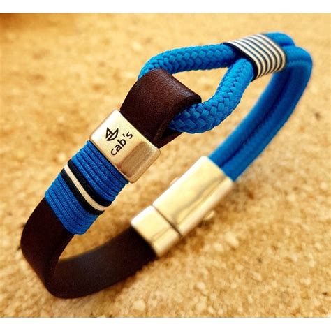 Pulsera Marina Beach Sport Sail Pulsera Con Cuero Cabo N Utico Azul Y