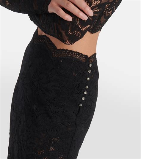 Lace Midi Skirt In Black Rabanne Mytheresa