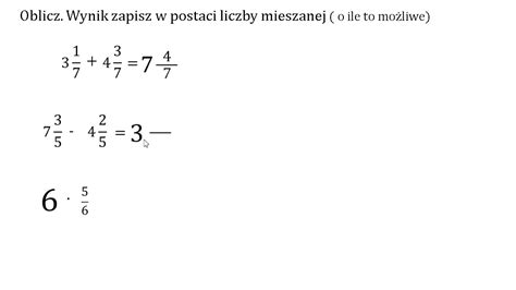 Działania Na Ułamkach Zwykłych Przykłady Iv Youtube