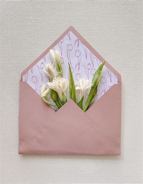 Tulip Wedding Envelope Liner Template Floral Envelope Liner X