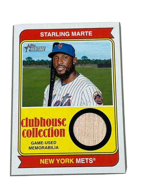 Topps Heritage Starling Marte Ccr Sm Relic Mets Clubhouse