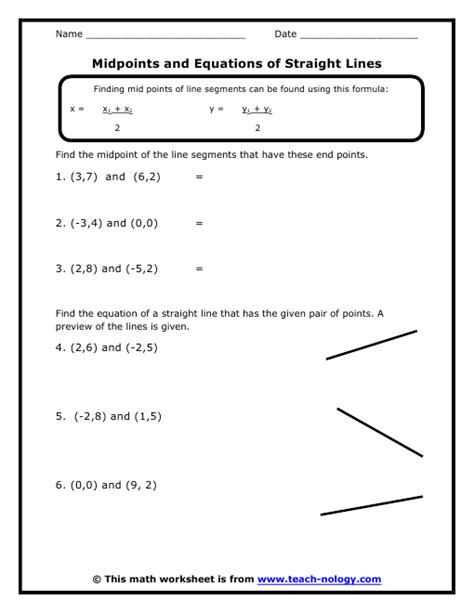 Equations Of Straight Lines Worksheet