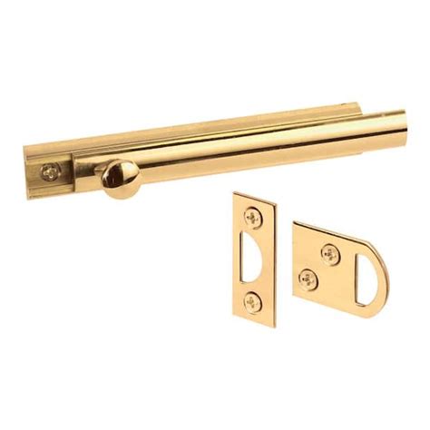 Prime Line Surface Bolt 4 In Solid Brass Construction Polished Finish U 9961 The Home Depot