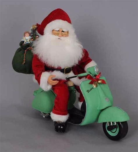 Motor Scooter Santa Claus On Vintage Green Scooter Karen Didion