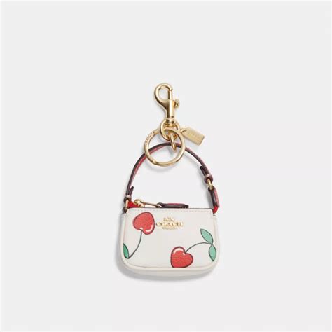 Coach Mini Nolita Bag Charm With Heart Cherry Print