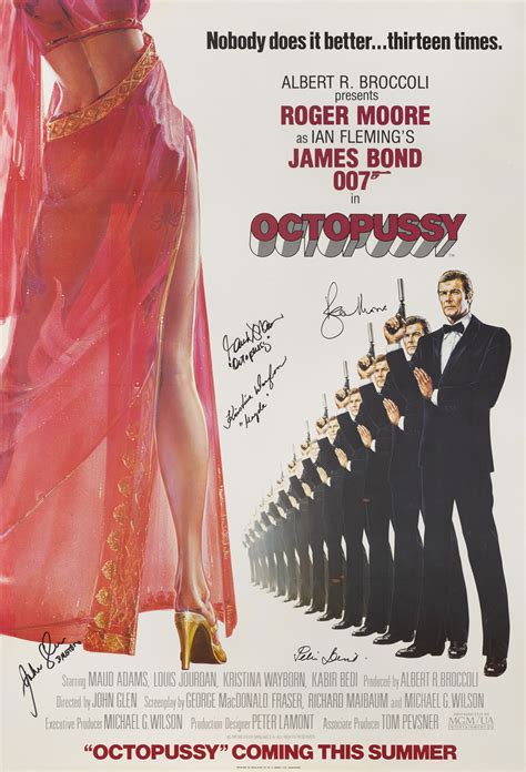 Octopussy 1983 Poster British Advance Style A Signed By Roger Moore Played James Bond