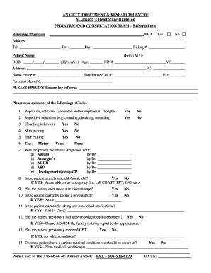 Fillable Online Ocd Information Sheet Fax Email Print Pdffiller