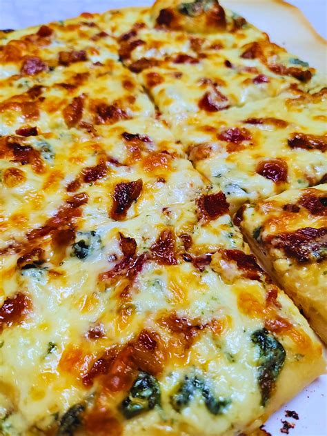 Spinach Alfredo Bacon Pizza Simply Scratch Made