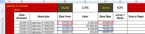 Excel E Access APLICANDO JUROS E MULTAS