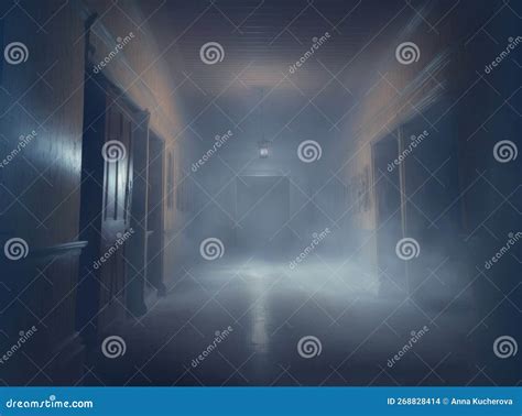 A Spooky Corridor Filled With Supernatural Fog And Rubble In The