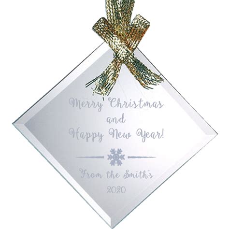 Beveled Square Glass Tree Ornament Engraved Christmas Ornament Paradise Awards