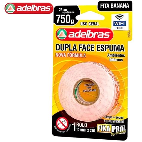 Fita Dupla Face Espuma Fixa Pro Mm X M Adelbras Fita Banana Shopee