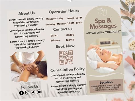 Massage Therapist Brochure Template Massage Tri Fold Brochure Spa