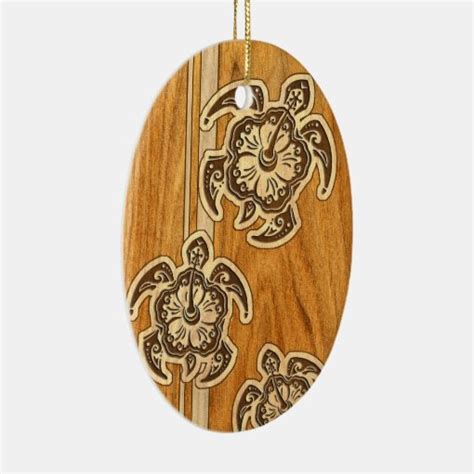 Uhane Honu Faux Wood Hawaiian Turtles Ceramic Ornament Zazzle