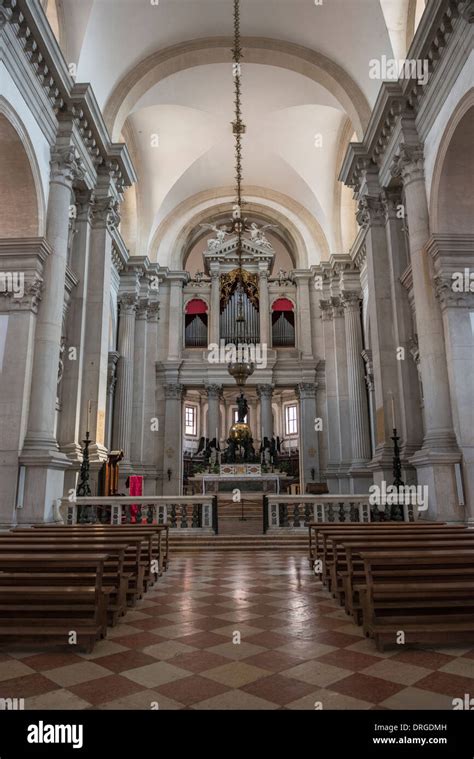 View Towards The High Altar In The Church Of San Giorgio Maggiore Stock