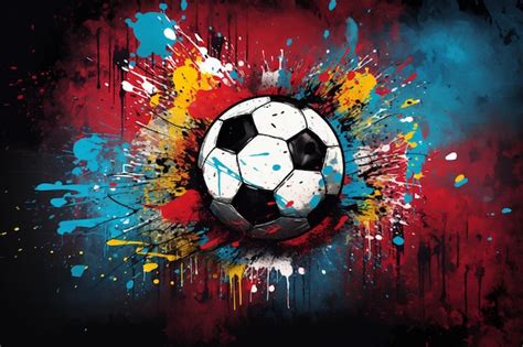 Premium Photo Araffe Soccer Ball With Colorful Splatters On A Black