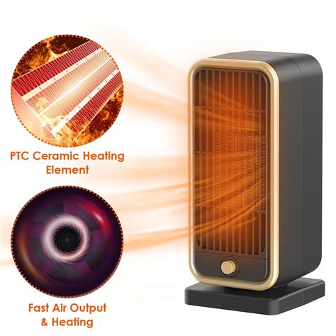 FAMKIT Space Heater, Adjustable Thermostat, PTC Fast Heating Ceramic ...