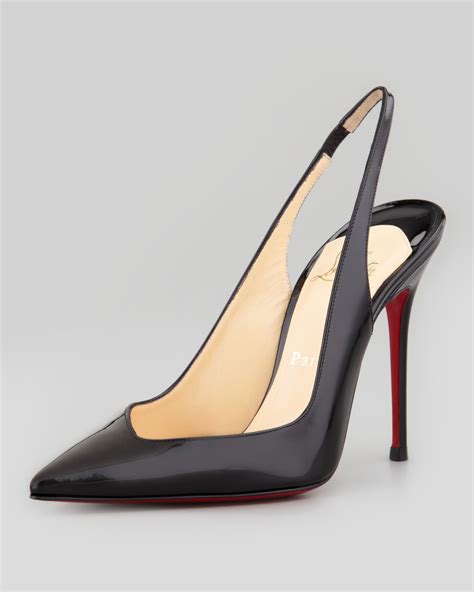 Christian Louboutin Fleuve Patent Leather Red Sole Slingback In Black