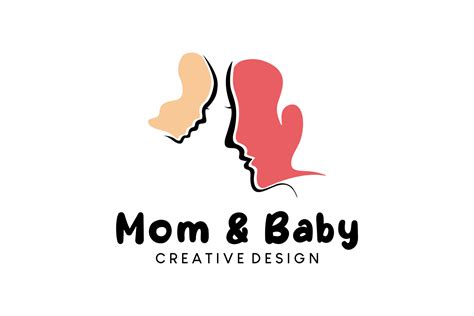 Kreativ Hand Gezeichnet Abstrakt Mama Und Baby Silhouette Vektor