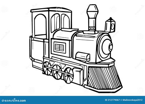 Boceto De Locomotora a Vapor Ilustración Vectorial Dibujada a Mano