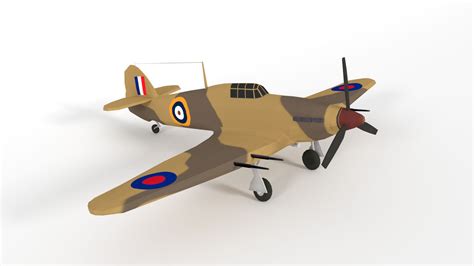 Low Poly Hawker Hurricane Mk Iic Ww Airplane D Model Blend Ds