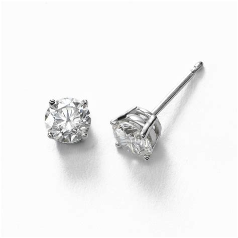 Diamond Stud Earrings 1 Carat Total Jk Si2i1 14k White Gold